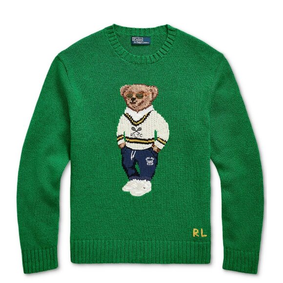 Polo Ralph Lauren Polo Bear Tennis Sweater Men’s Large Green Iconic Knit N - Picture 5 of 11